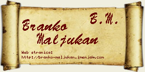 Branko Maljukan vizit kartica